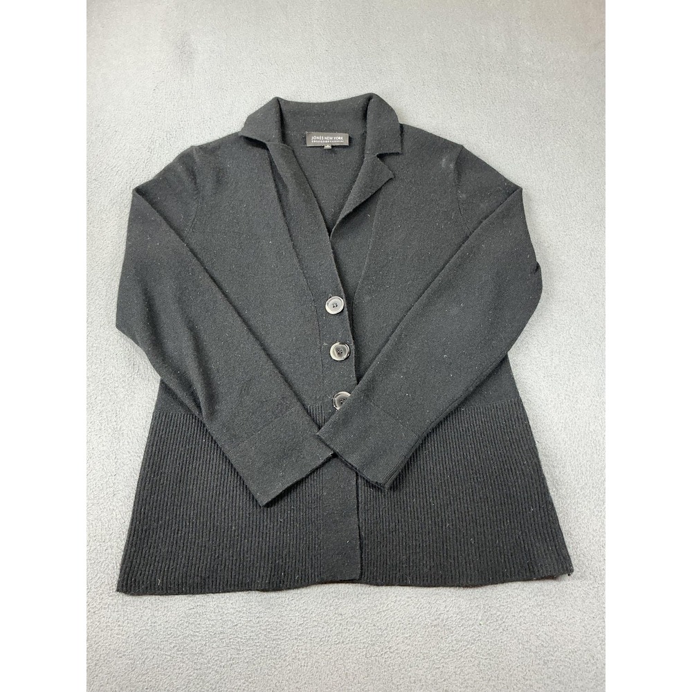 Jones New York Sweater Womens S Black 100% Cashmere Cardigan Lightweight